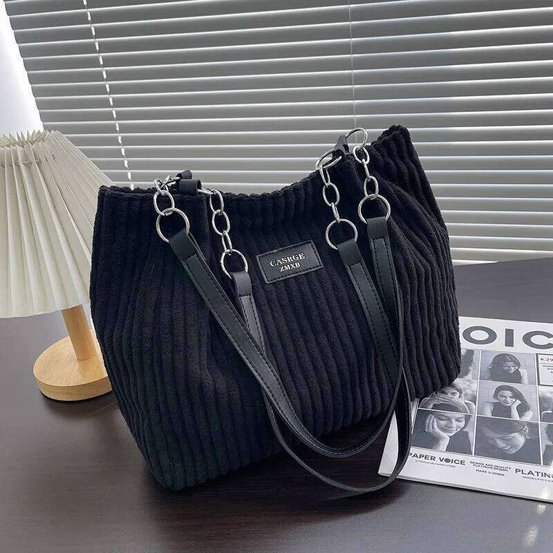 Large Capacity Chic Chain Underarm Bags for Woman Corduroy Tote Versatile Handbag Women Shoulder Female Bag Bolsos Mujer Z260224