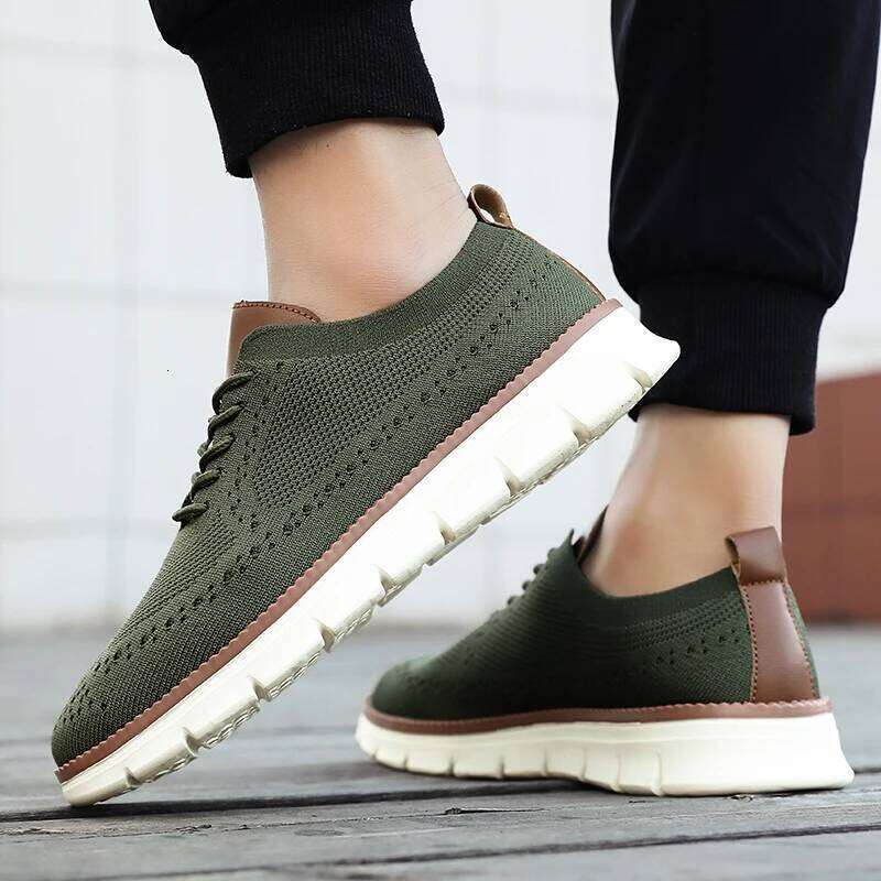 2026 New Trendy Men's Knit Casual Breathable Lightweight Comfortable Daily Walking Sneakers Fashion Mesh Lace-Up Shoes Men