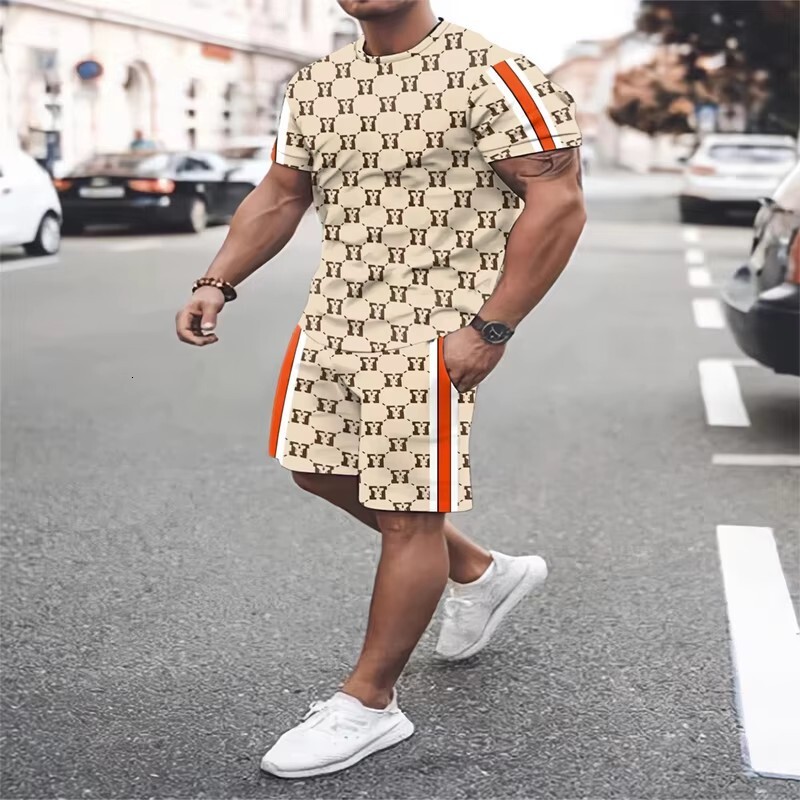 Luxury Brand Designer Clothes Men's Suit T-Shirt Men's Set Round Neck Short Sleeve Drawstring Shorts 2025 Hot Sale 3D Digital Print In Stock
