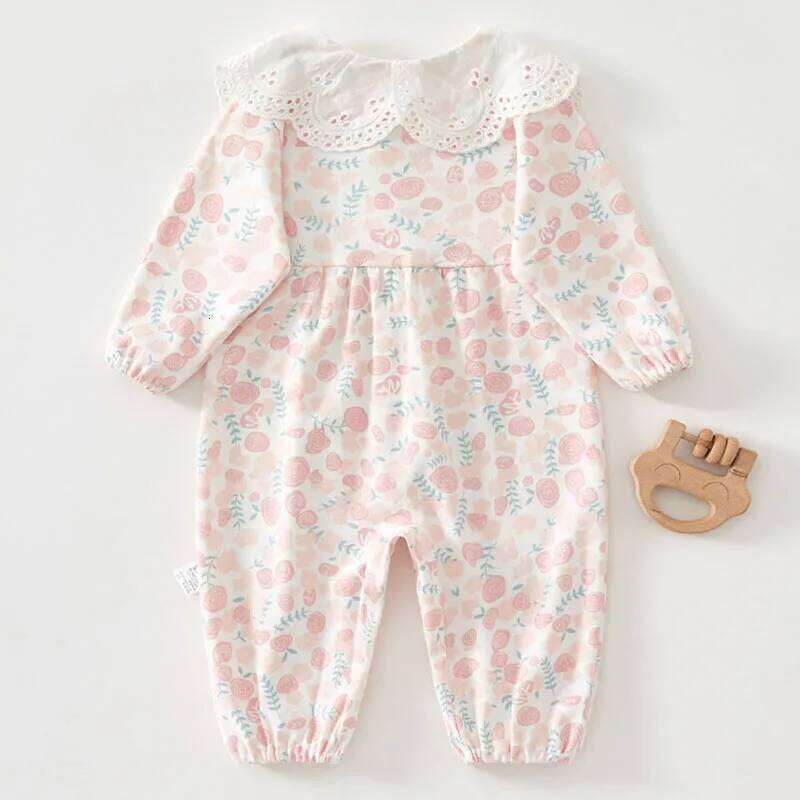 Spring Autumn Infant Girl Clothes Korean Fashion Cute Print Cotton Long Sleeve Jumpsuits Baby Stuff Newborn Items B186 26H0224
