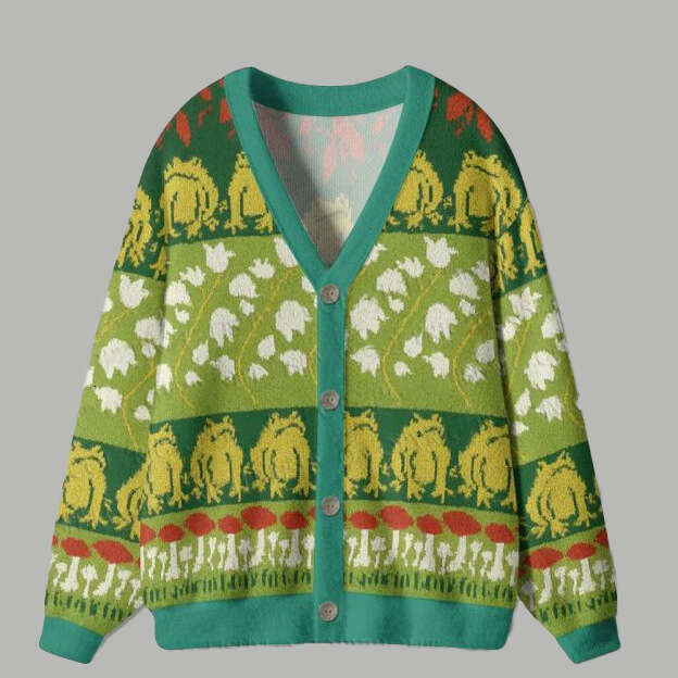 American Retro Ugly Sweatshirt Autumn Winter Loose Lazy Animal 3D Print Knitted Sweater Cardigan Jacket for Men