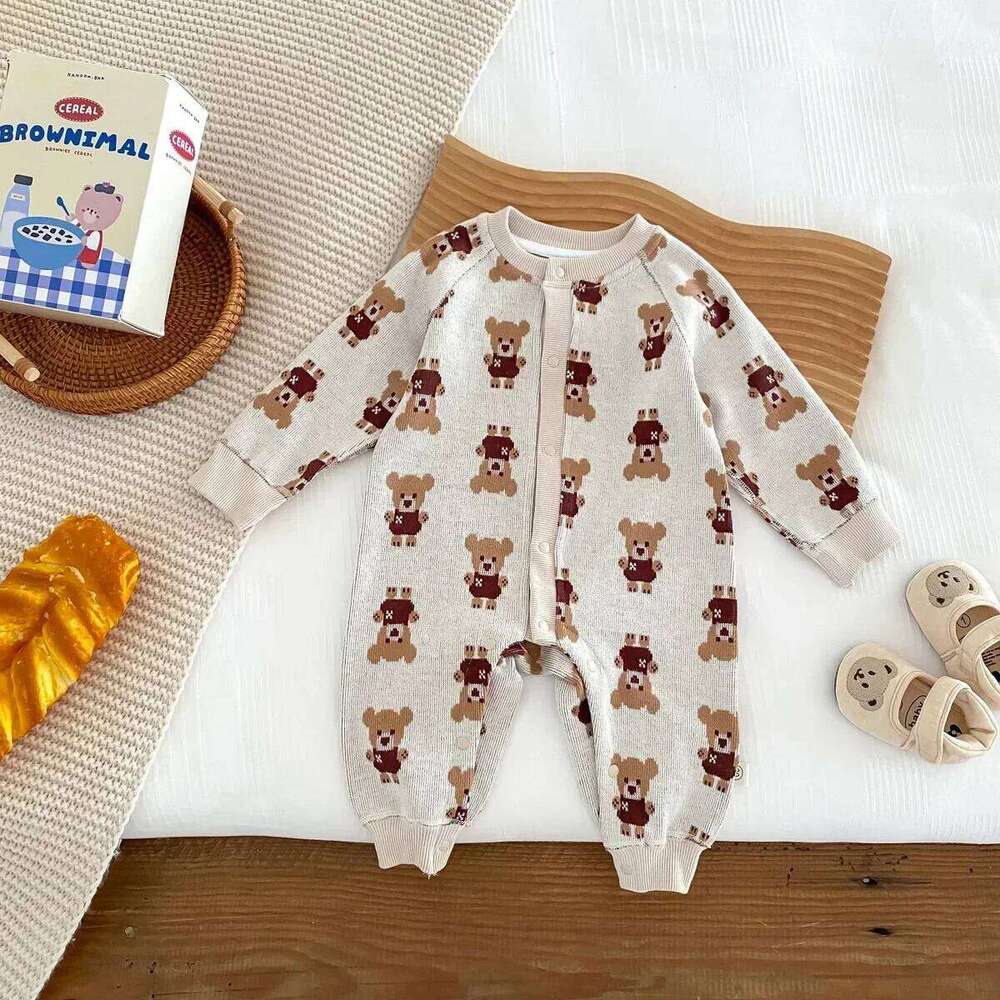 Winter New in Infant Kids Boys Girls Knitted Clothing, Newborn Baby Full Sleeve Print One-pieces - Toddler Romper 26H0224