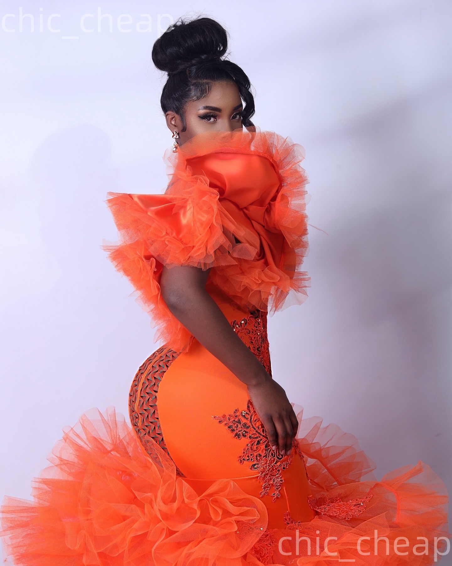 Aso Ebi Orange Mermaid Prom Dresses 2026 One Shoulder Flowers Applique Evening Formal Party Second Birthday Engagement Gowns Dress For Special Occasio