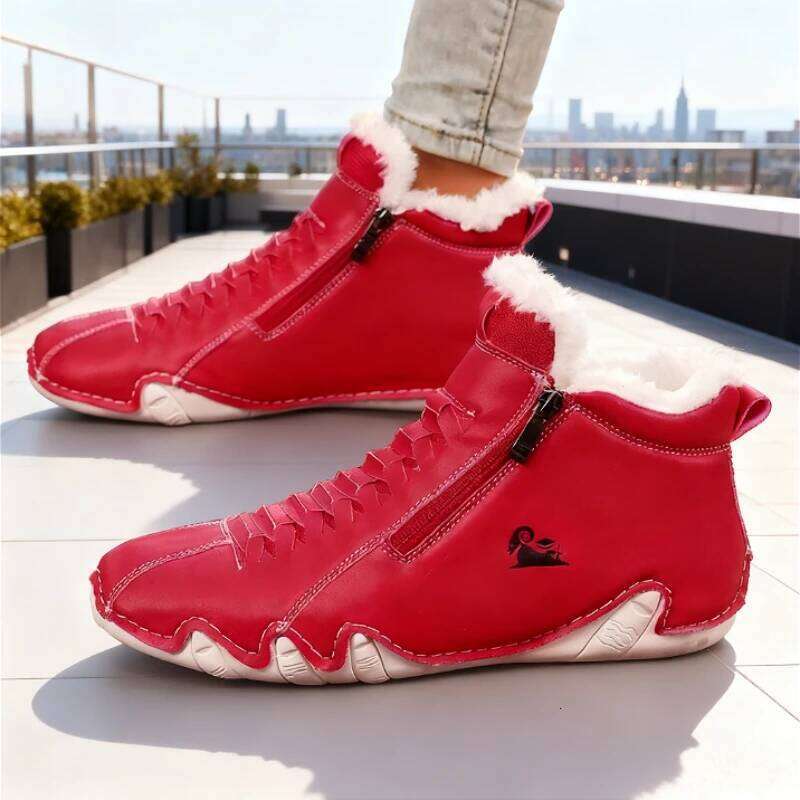 2025 New Fur Lined Ankle Boots Women's Warm Winter Shoe High Top Side Zipper Comfortable Soft Sole Anti-Skid Footwear for Ladies