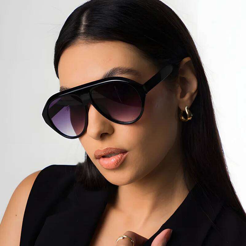 Retro New Oversized Pilot Oval Sunglasses Women Multi Color Lens Simple Style Sun Glasses One Piece Design Eyeglasses UV400 26W0224