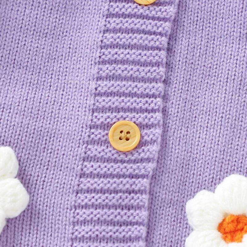 Sweet Floral Print Baby Girls Long Sleeve Rompers Fresh Babies Jumpsuit Knitted Acrylic Newborn One-piece Bodysuit Pullovers 26H0224