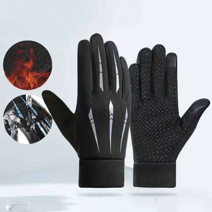 Waterproof Anti Slip Touch Screen Men Women Thickened Skin Friendly and Windproof Gloves for Outdoor Cycling 26H0224