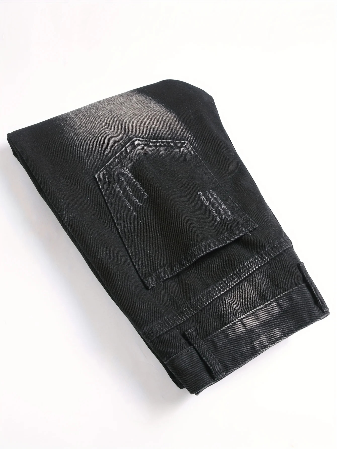 Mens trendy streetwear black ripped straightleg jeans an excellent gift for husbands or boyfriends 260207