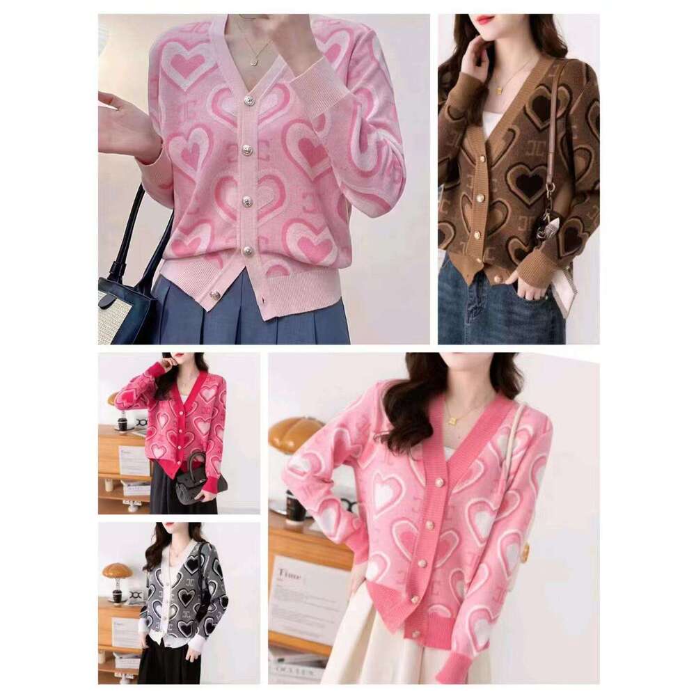 French Style Heart Jacquard Long Sleeve Knitted Cardigan 2026 Spring Autumn New Fashion Versatile Slimming Women's Top