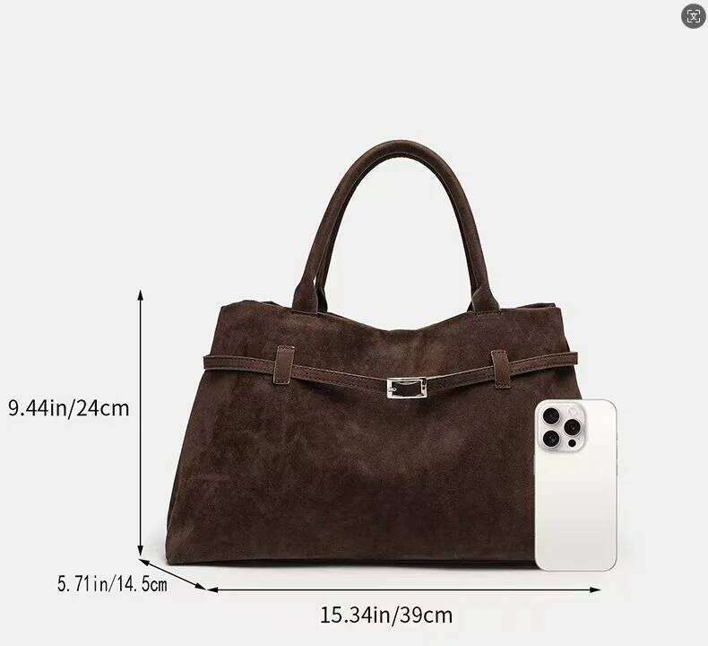 Women's Large Capacity Vintage Tote Bag - Elegant Brown, Structured Snap Closure, Sturdy Handles for Work, Travel, Everyday Use Z260224