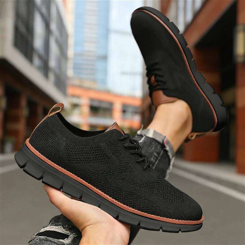 Popular Men's Mesh Sneakers Comfortable Airy Soft Sole Fashionable Lightweight Casual Anti Slip Breathable Walking Shoes