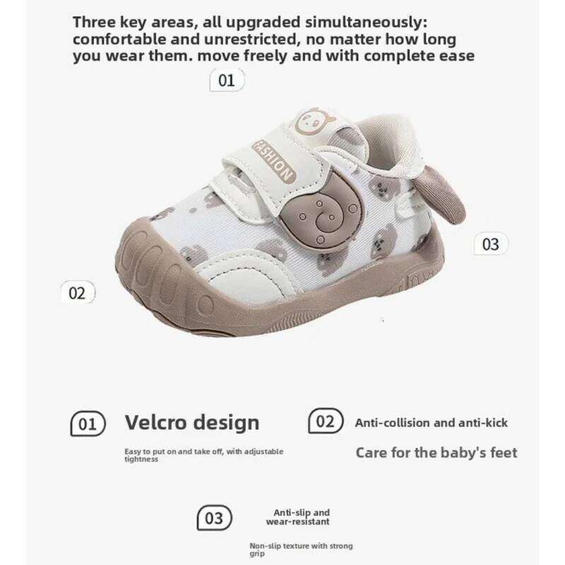 Cute Children's Sport Shoes PU Leather Baby Boy's Girl's Sneakers Ergonomics Anti-slippery First Step Kid's Footwear 26W0224