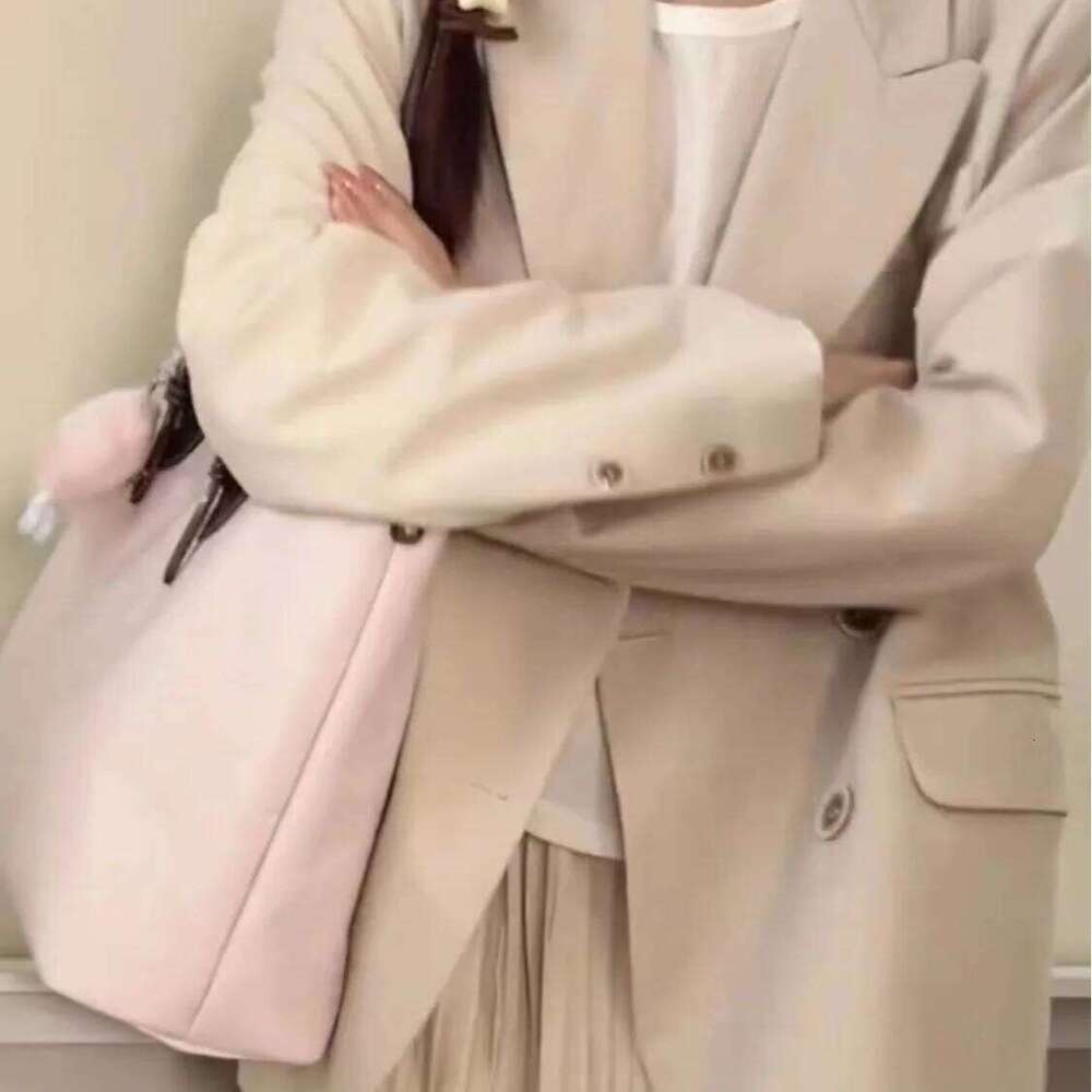 Retro Nylon Pink Tote Wallet Women Fairy Core Sweet Cute Large Capacity Handbag Student Versatile Vintage Underarm Bag 2025 Z260224