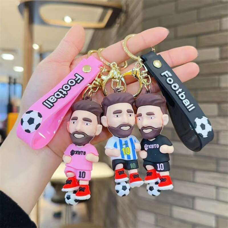 New cartoon football star Messi keychain cute bag pendant, car keychain, gift wholesale