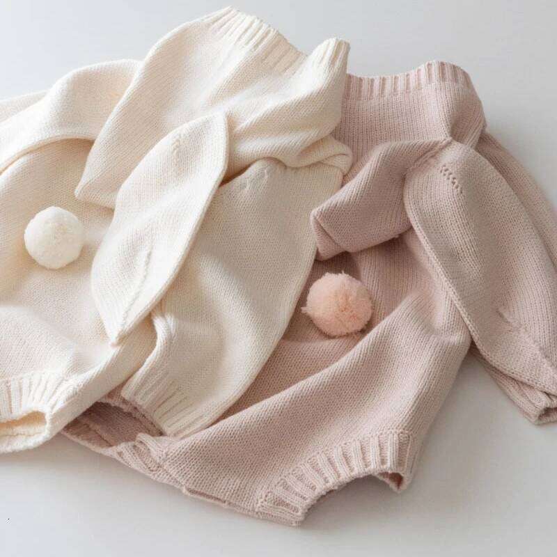 Toddler Bunny Ears Bodysuit Cute Baby Knitted Romper Easter Rabbit Jumpsuit 26H0224