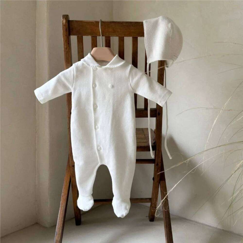 Spring New Baby Long Sleeve Lapel Romper Cotton Infant Boy Girl Solid Casual Jumpsuit Newborn Toddler Clothes 0-24M 26H0224