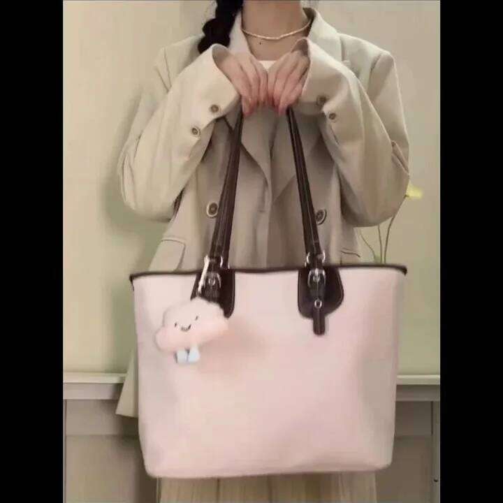 Retro Nylon Pink Tote Wallet Women Fairy Core Sweet Cute Large Capacity Handbag Student Versatile Vintage Underarm Bag 2025 Z260224