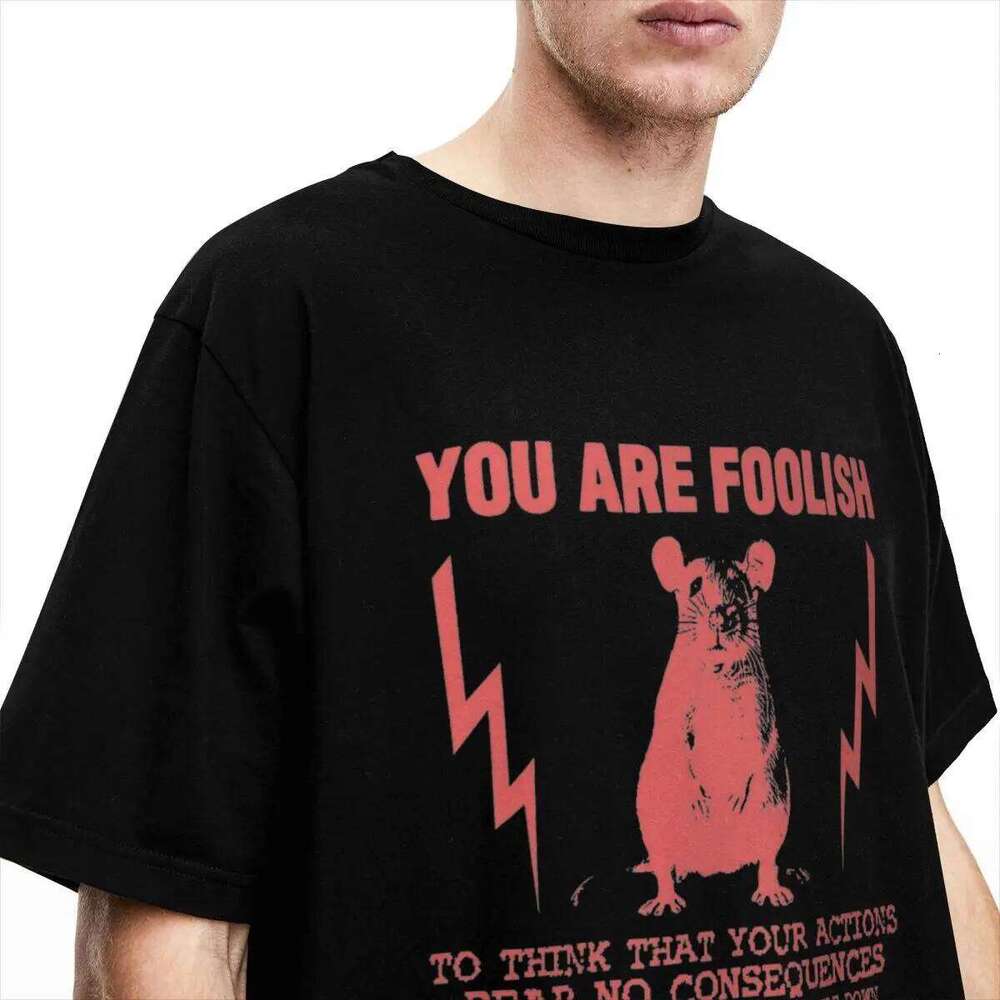 Streetwear You Are Foolish Rat Quote Cotton T Shirts Fashion Tee Shirt Men Beach Y2K Classic Pattern Short Sleeve Tops H260224