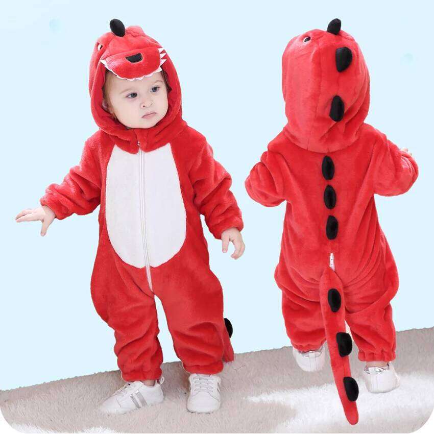 Baby Kigurumi Dinosaur Romper Infant Kids Animal Jumpsuit Girls Boys Cosplay Pyjamas Costumes Toddler Clothes 26Y0224
