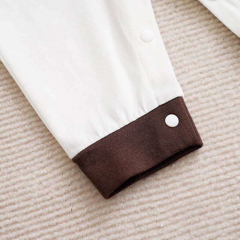 Newborn BoyAndGirl Jumpsuit Baby Cute Patchwork Color Contrast Graphic Teddy Bear Spring And Autumn Long SleevedJumpsuit 26Y0224