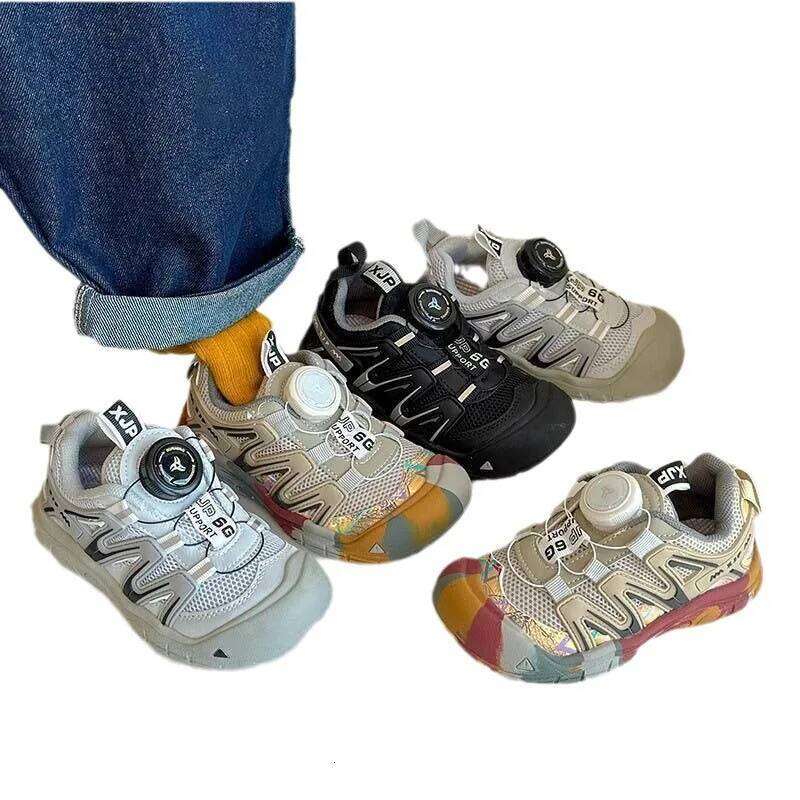 2025 autumn new Korean version children's sports boys climbing rotary buckle girls breathable running shoes 26W0224