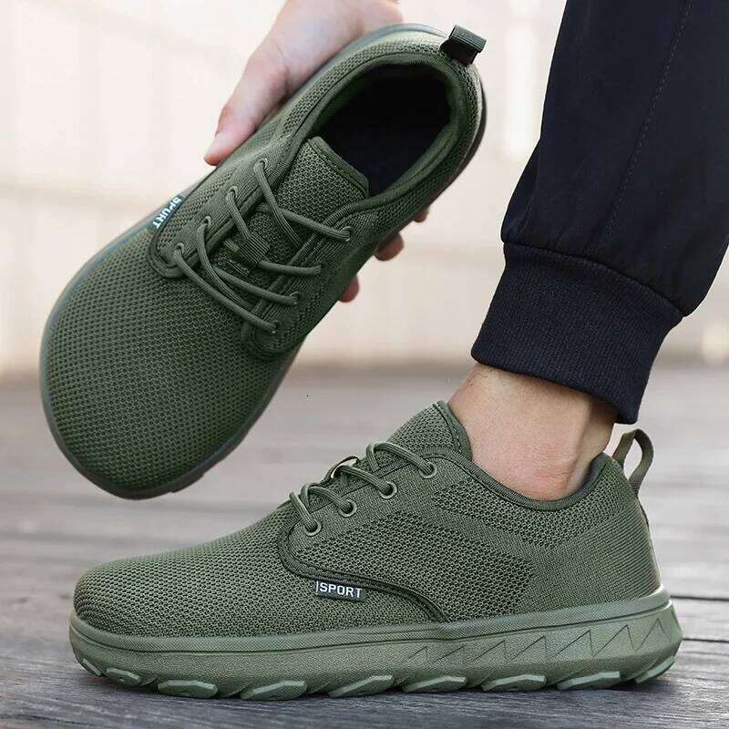 Mesh Wide Toe Minimalist Comfortable Lightweight Walking Shoes Daily Outdoor Breathable Travel Men's Flat Sneakers