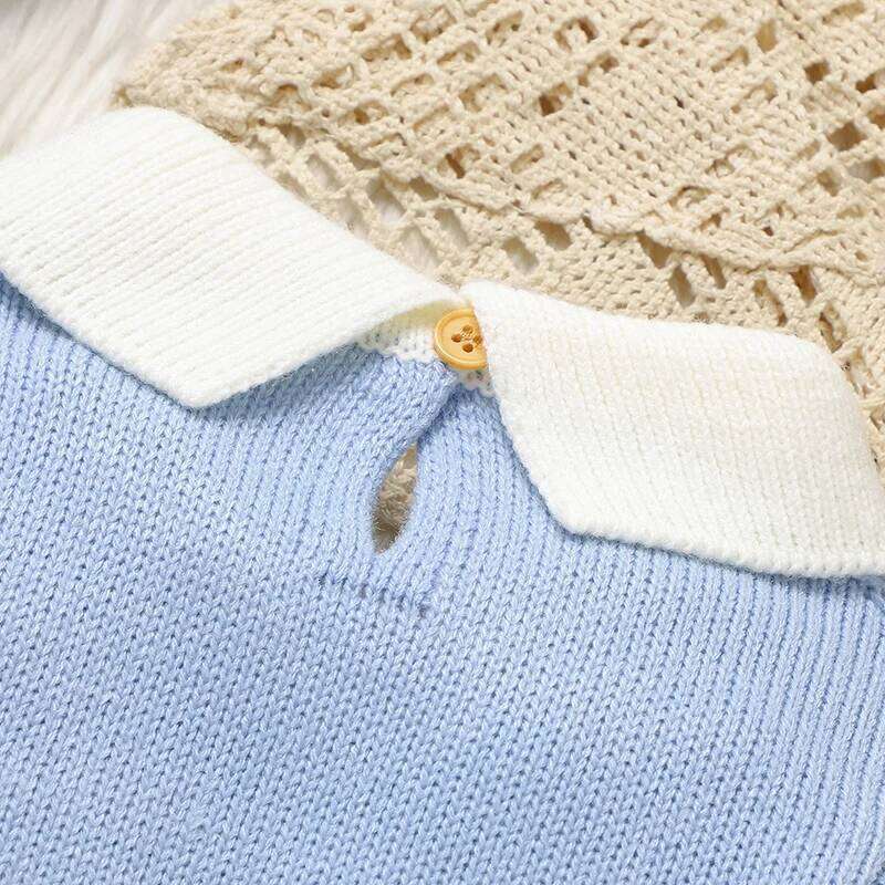 Soft Autumn Winter Girls Rompers + Hat Outfits Multi-colors Available 0-9M Knitted Acrylic Newborn Baby Bodysuit Jumpsuit 26Y0224