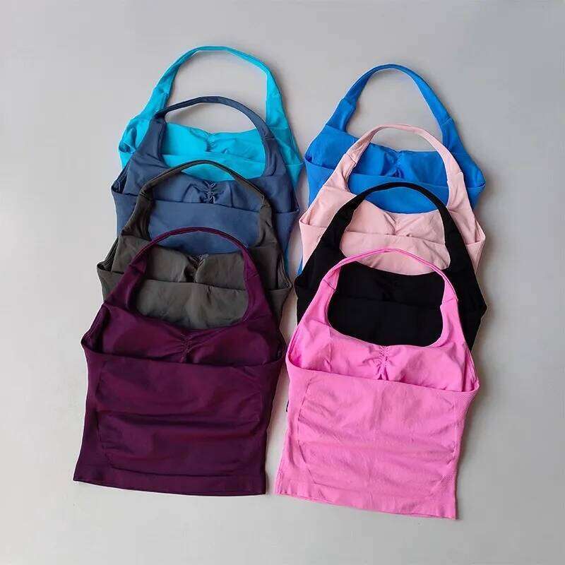 Halter Yoga Vest, Shockproof Running Sports, High-Strength Sports Underwear, Fitness, Pilates Suspender, Beautiful , Autumn 26Y0224