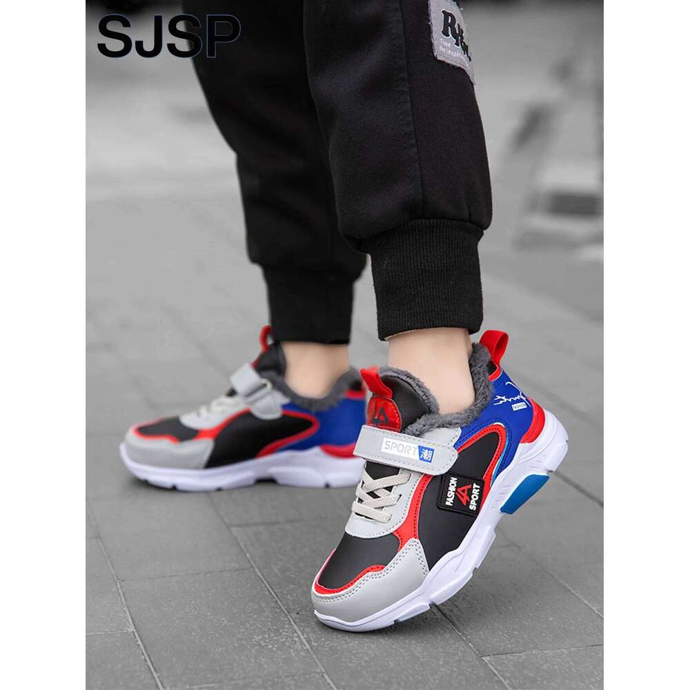 Autumn Winter Kidsren's Boys' Shoes, Leather-Covered, Velvet-Lined, Breathable, Non-Slip, Versatile Sports Shoes for Middle-Aged Old 26W0224