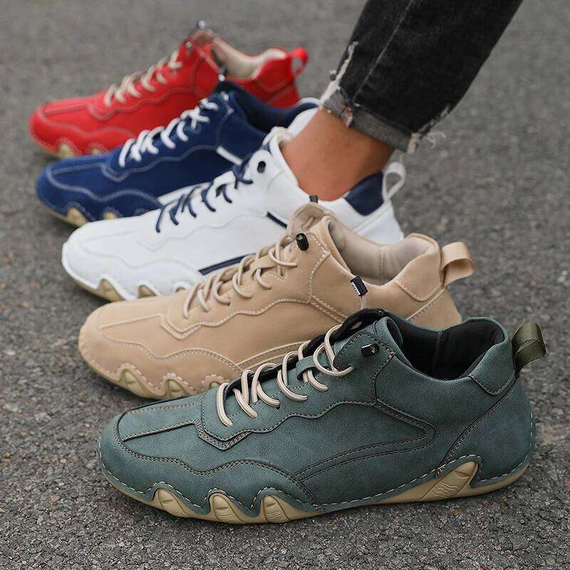 Casual Loafers Fashionable Low Cut Handmade Leather Sports Shoe 2025 New Retro British Style Men's Motorcycle Riding Boots