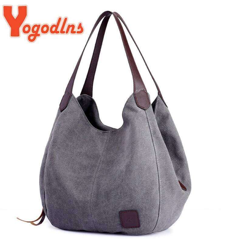 Yogodlns Vintage Canvas Women Large Capacity Shoulder Casual Handle Bag New Fashion Hot Lady Shopping Handbag bolso Z260224