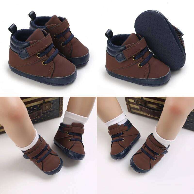 New Brown Baby Christening Baptismal Walking Toddler Shoes Soft Sole Newborn Birthday Infant Kids Boy Sneakers 26Y0224