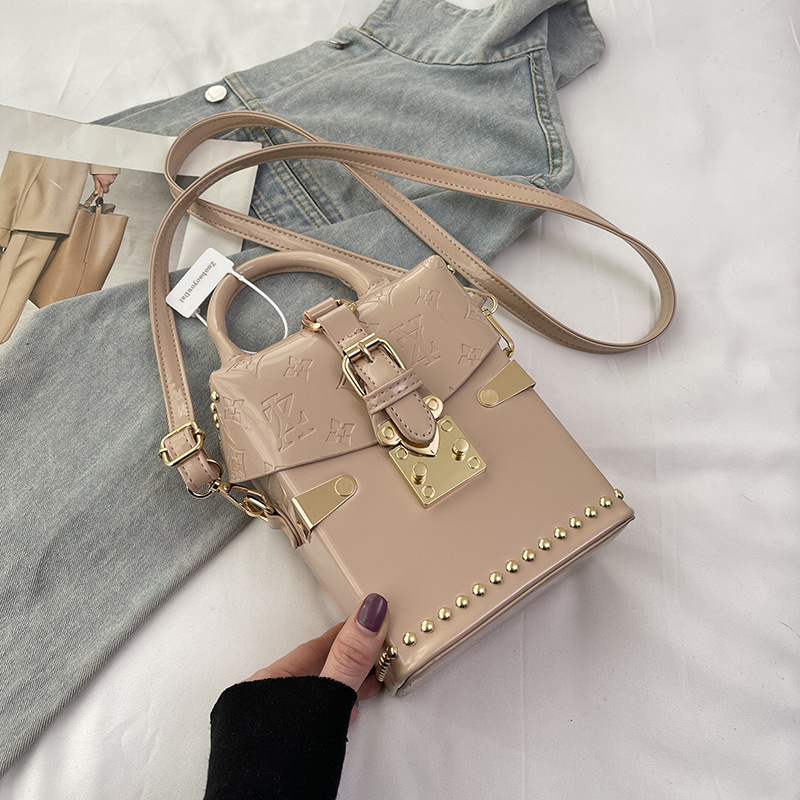 High-end Women's 2026 New Painted Leather Luxury Vertical Box Phone Bag, Versatile Fashion Crossbody Shoulder Bag