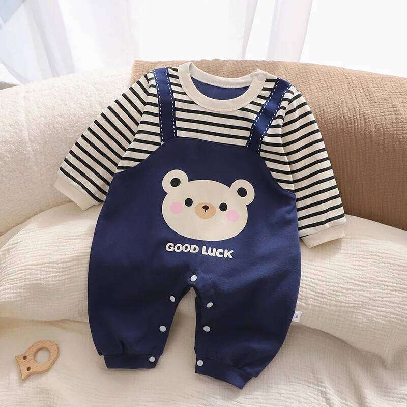 New Baby Autumn Long Sleeve Cotton Cute Children Kids Clothes Crawling Boys Girls Jumpsuit 26H0224