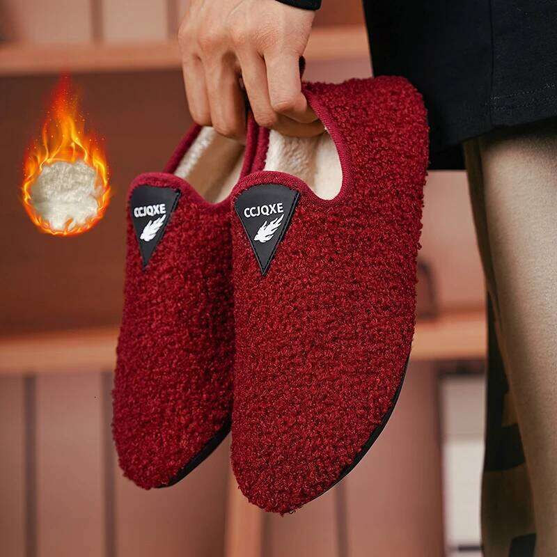 MAEDEF Men Winter Comfortable Women's Cotton Thin Bottom Disigner Indoor Plush Home Slippers Man Warm Shoes