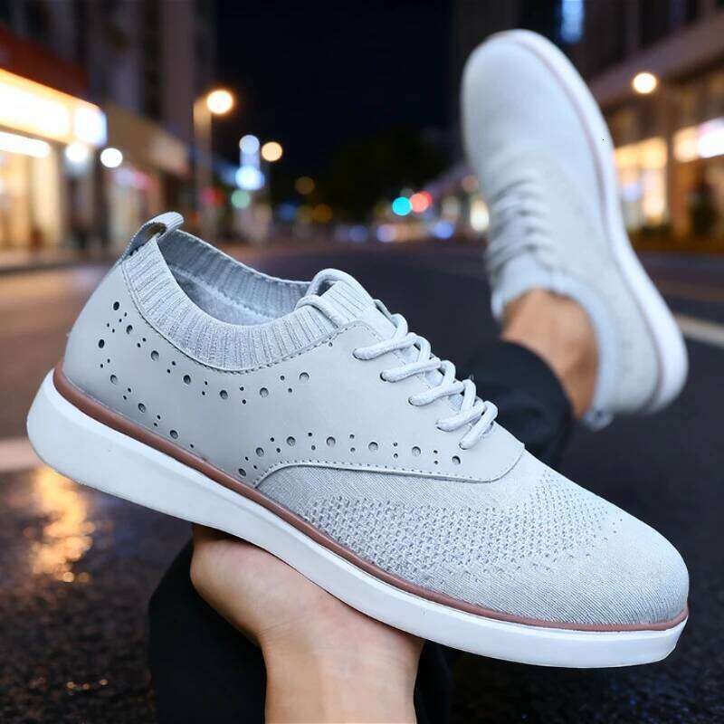 2025 New Men's Casual Shoes Breathable Knit Upper Perforated Detail Light Non-Slip Walking Sneakers Versatile Footwear for Male