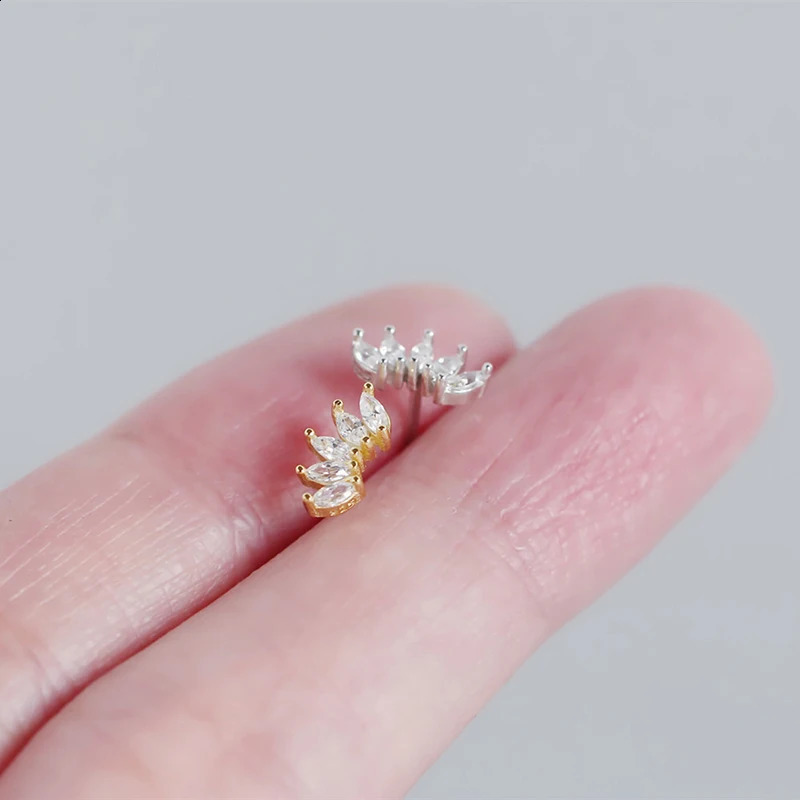 WANTME Luxury Genuine 925 Sterling Silver White Zircon Horse Eye Stud Earrings for Women Chic Office Youth Jewelry Accessories 260205