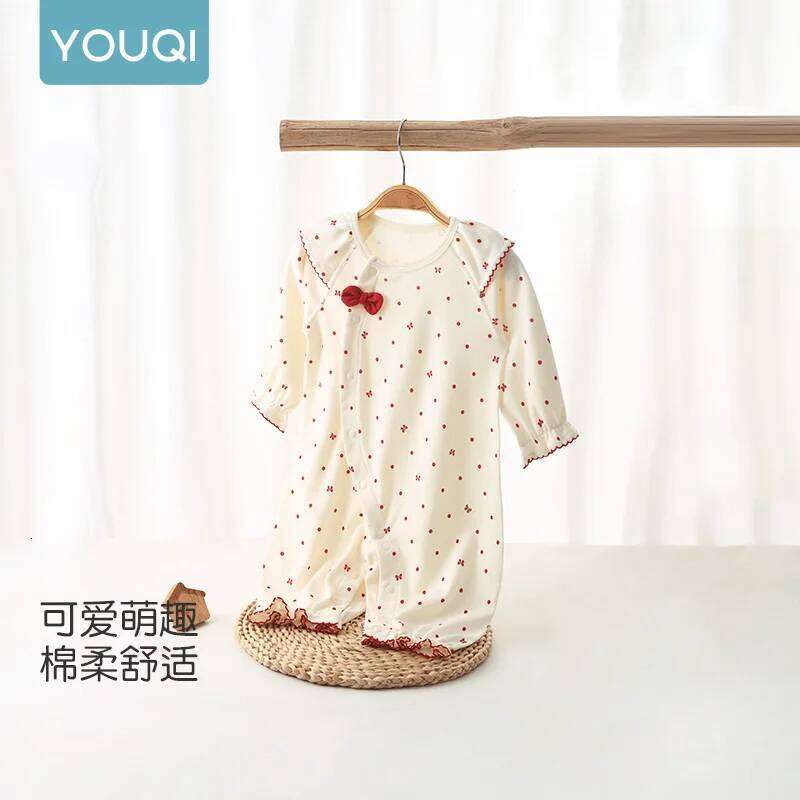 YouqiChinese Pure Cotton One-Piece Clothing, Autumn Romper for Baby Girls, Full-Month Outfit, Crawling Suit, Princess Style 26H0224