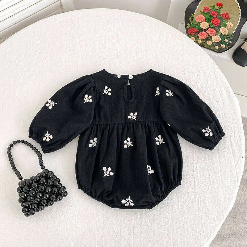 New Embroidered Bow Autumn Newborn Girls Romper Long Sleeve Jumpsuit Climb Clothes Baby Cotton Clothing 26H0224