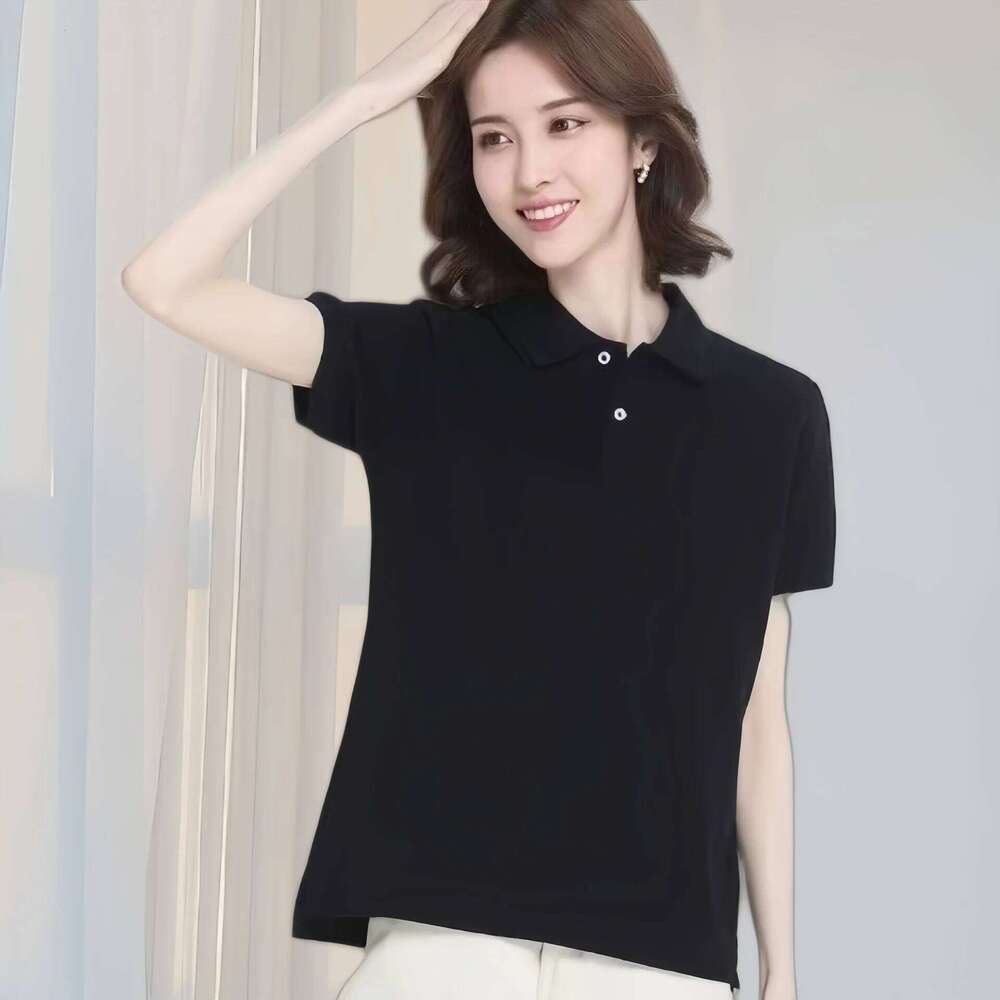 Summer Polo Korean Style Women Cool Ice Silk Short Sleeve Shirt Breathable Quick Dry Casual Shirts Pullover Tee Tops 26W0224