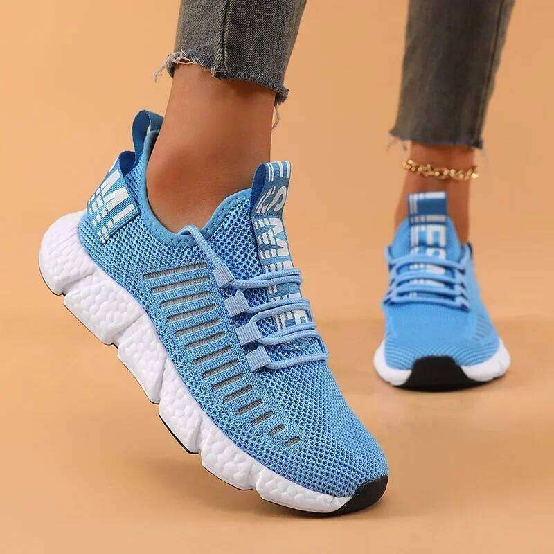 Women's Trendy Mesh Casual Comfortable Walking Running Sneakers Fashion Breathable Lightweight Lace up Outdoor Women Shoes