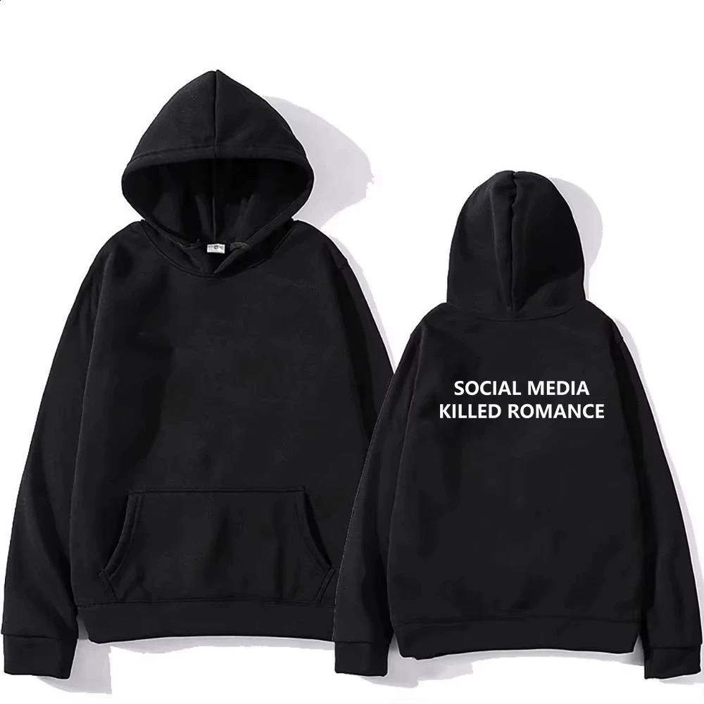 2025 Social Media Killed Romance Hoodie Vintage Menwomen Hoodies Harajuku Aesthetic Winter Clothes Fleece Pullover Sweatshirt 260126
