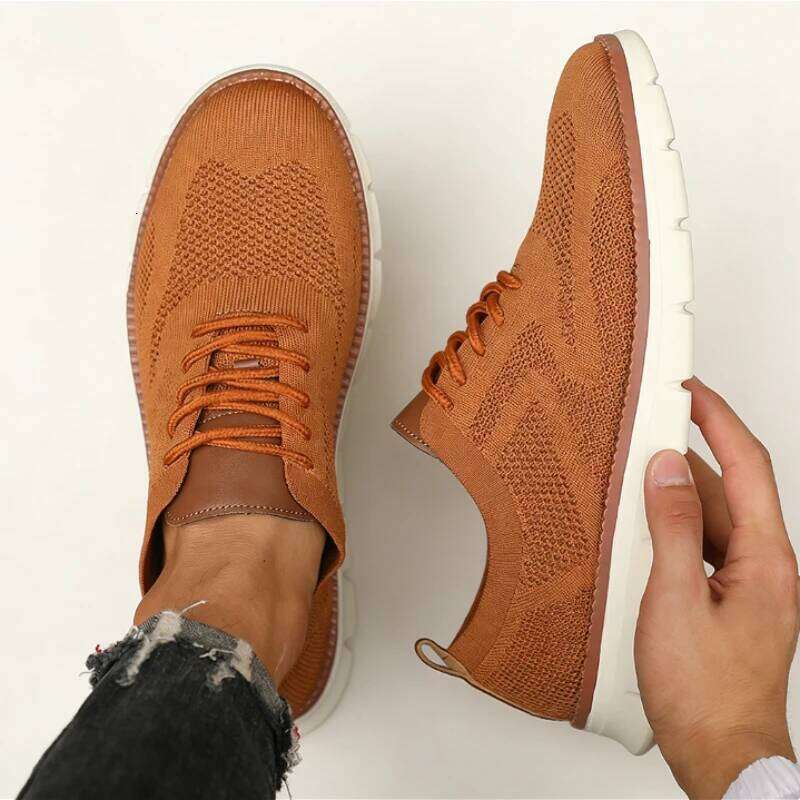 Stylish Brown Casual Sneaker Men's Athletic Breathable Ultra-LightWalking Mesh Soft Sole Outdoor Anti Slip Running Shoes