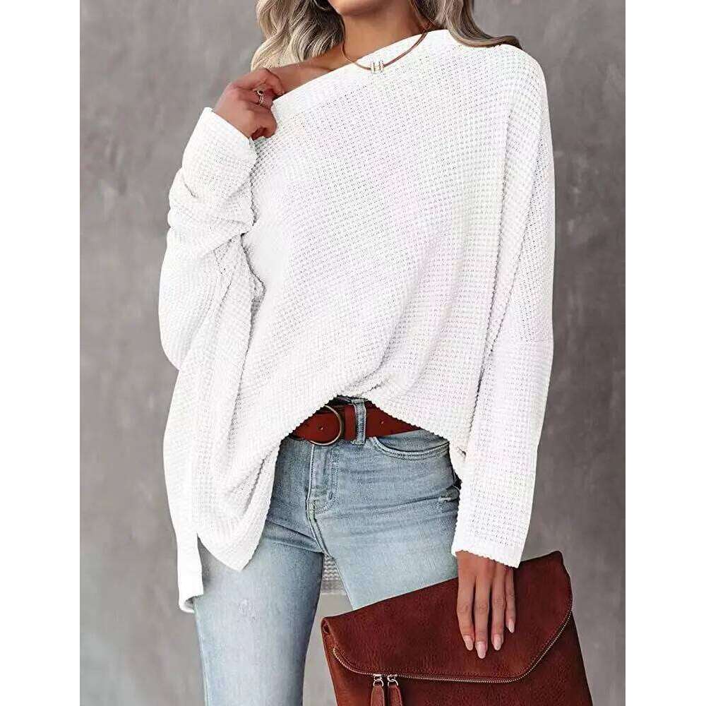 Knitted Waffle Shoulder 2024 New Autumn Europe and America Women's Regular Top 26L0224