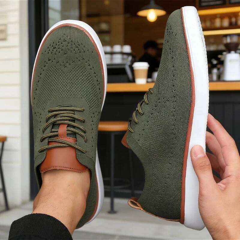 Comfortable Men's Knit Sports Shoes Soft Sole Breathable Lightweight Non-slip Casual Sneakers for Walking Running Indoor Outdoor