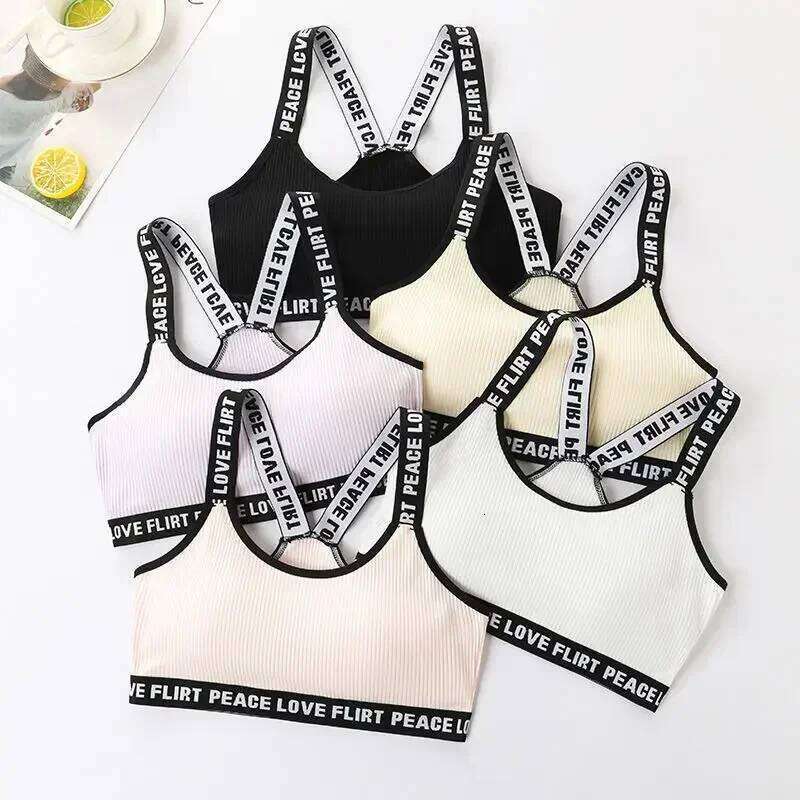 Women's Sports Push Up Yoga Bra Sport Running Gym Fitness Tops Black White Letters Seamless Underwear 26Y0224