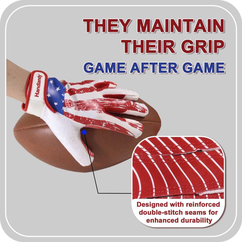 HANDLANDY Youth American Boys Girls, Sticky Wide Receiver for Kids, Junior Flag Football Gloves 26H0224