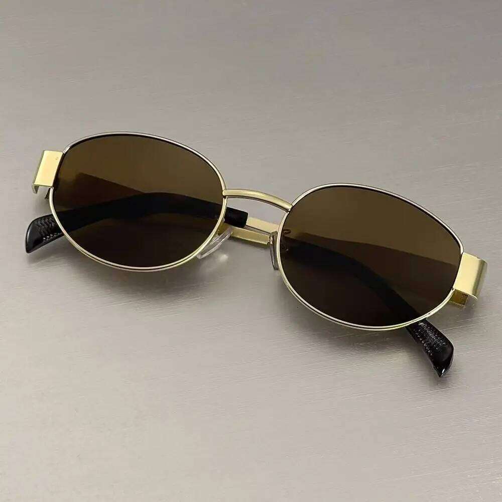 New Oval Sunglasses for Women Men Trendy Metal Frame Sun Glasses Classic Shades Casual Eyewear 26W0224