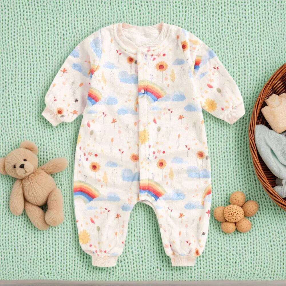 Long Sleeve Baby Jumpsuits Winter Flannel Warm Toddler Rompers Clothing 26H0224