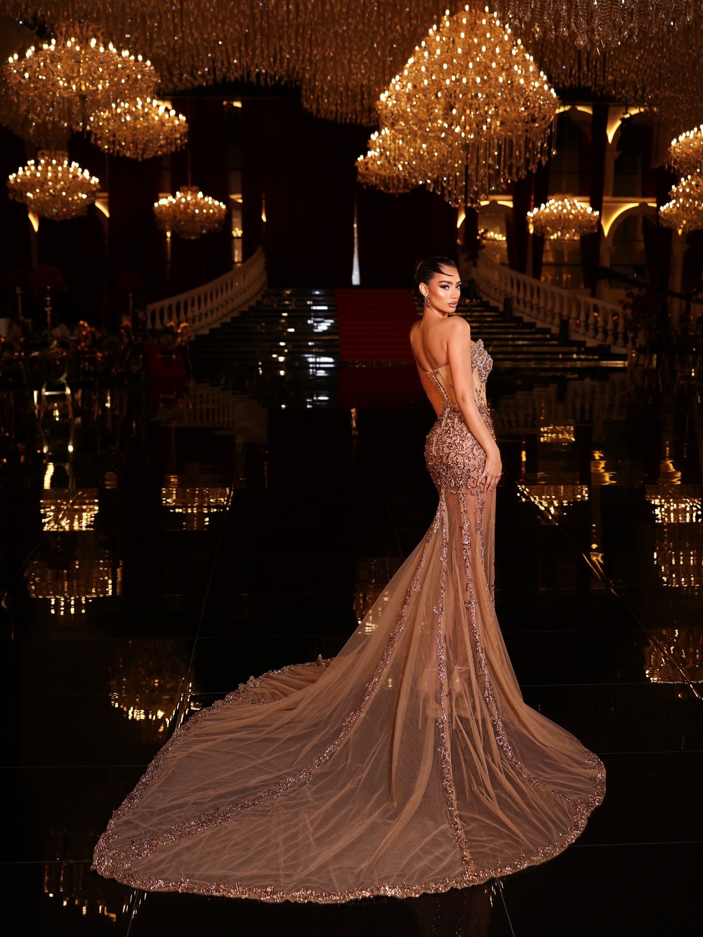 Gorgeous Evening Dresses Mermaid Strapless Sleeveless Crystals Split Backless Prom Dresses Celebrity Party Gown Customized Vestido De Novia